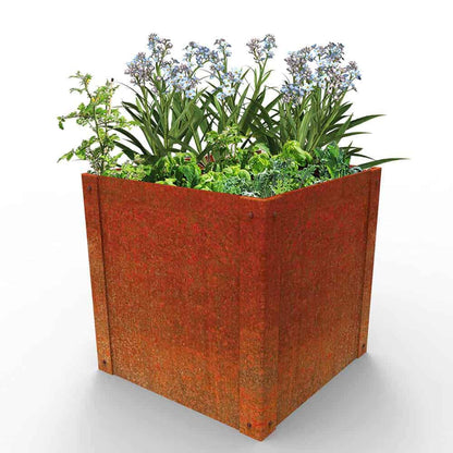 Malvern Flat Pack Planter Rustic Patina Steel Outdoor Garden Planter