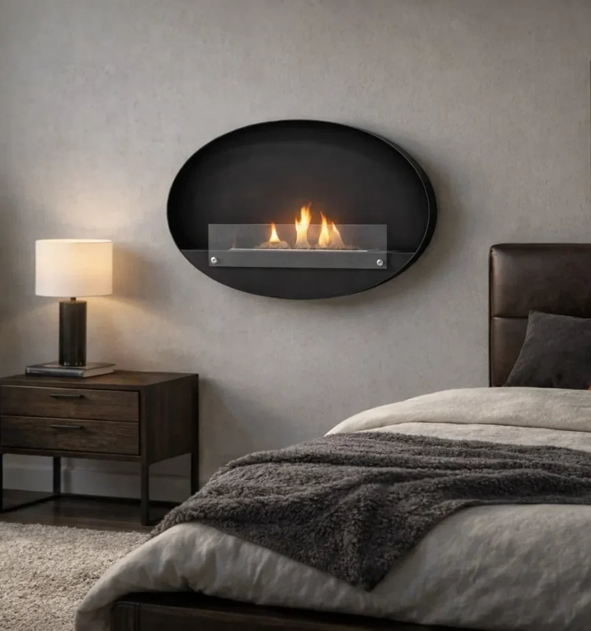 ScandiFlames Maryland Oval Wall Mounted Bioethanol Fireplace