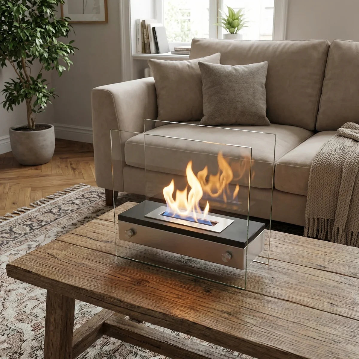 ScandiFlames Merton Freestanding Tabletop Bioethanol Fireplace