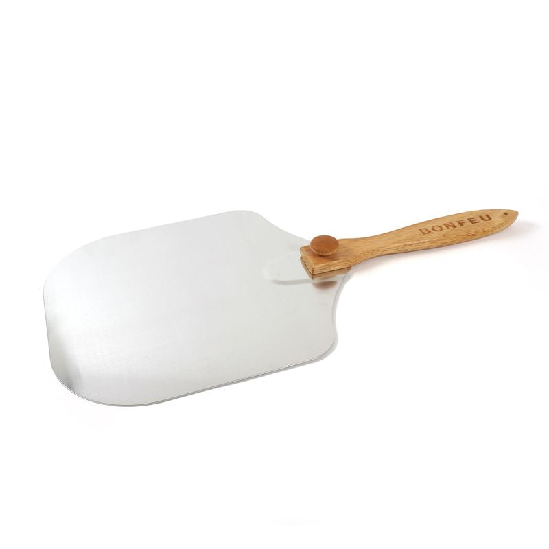 BonFeu BonPizza Stainless Steel Pizza Spatula with Wooden Handle for Easy Serving