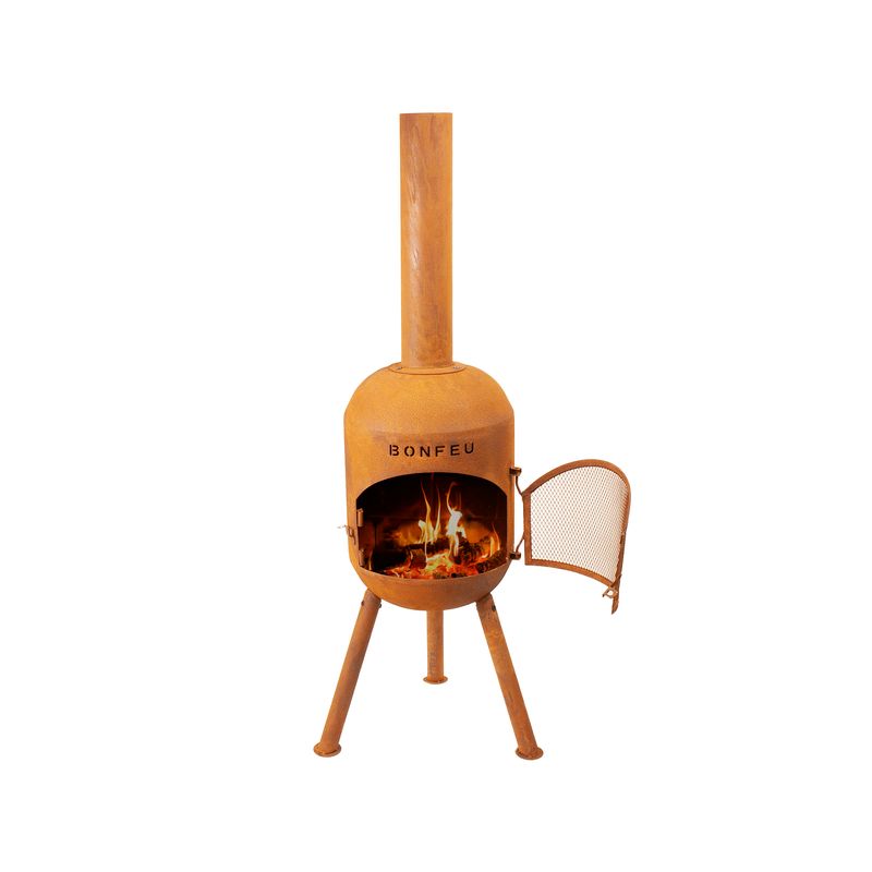 BonFeu, BonSolo, Outdoor Fireplace and Grill, Rust