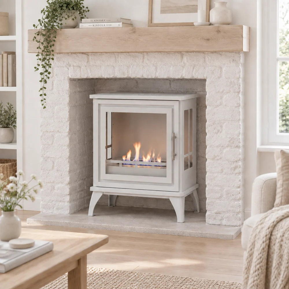 ScandiFlames Nashville White Freestanding Bioethanol Stove