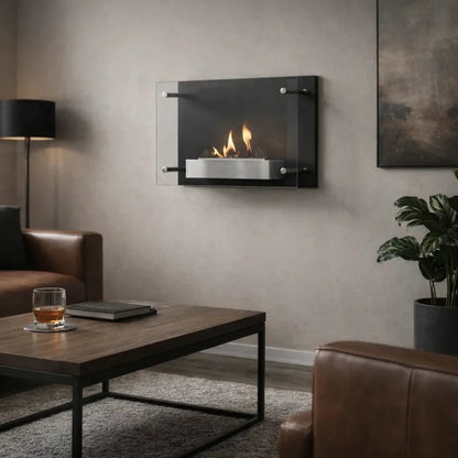 ScandiFlames Nevada Wall Mounted Bioethanol Fireplace in Black