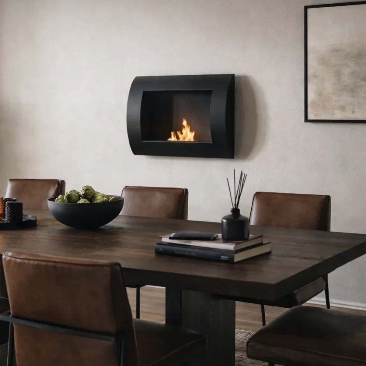 ScandiFlames Ocean Black Wall Mounted Bioethanol Fireplace