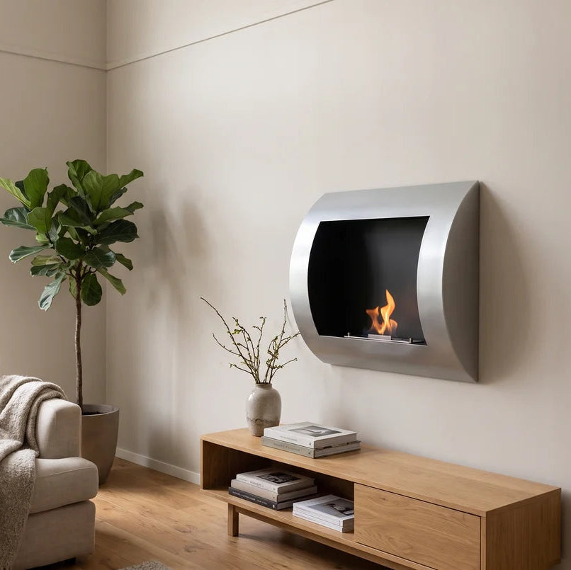 ScandiFlames Ocean Grey Wall Mounted Bioethanol Fireplace