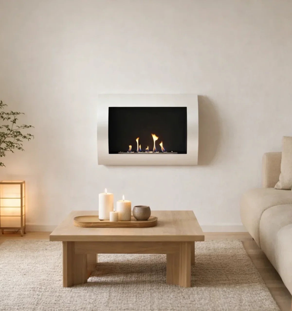 ScandiFlames Ocean White Wall Mounted Bioethanol Fireplace