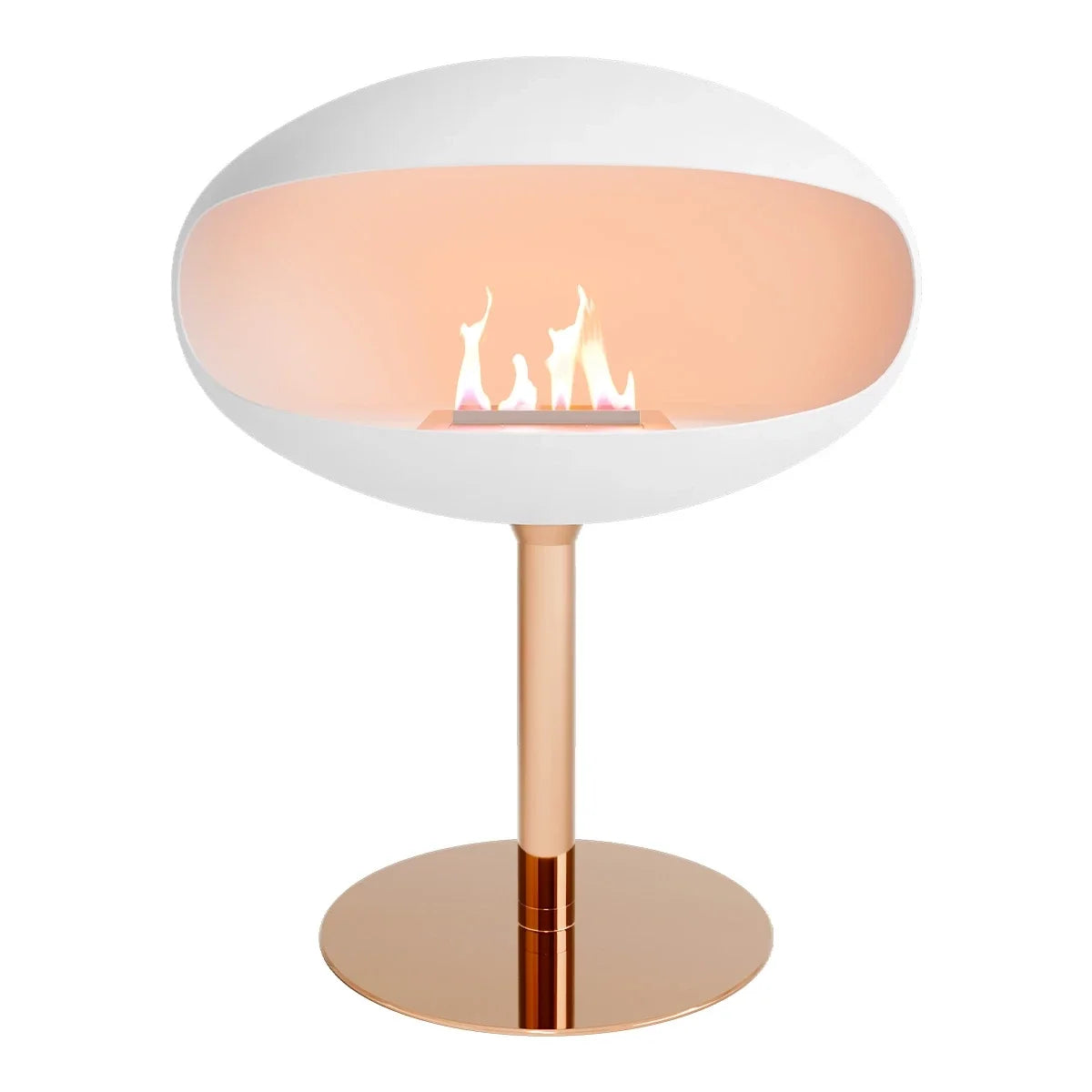 Cocoon Fires Pedestal White Bioethanol Fireplace with Copper Base