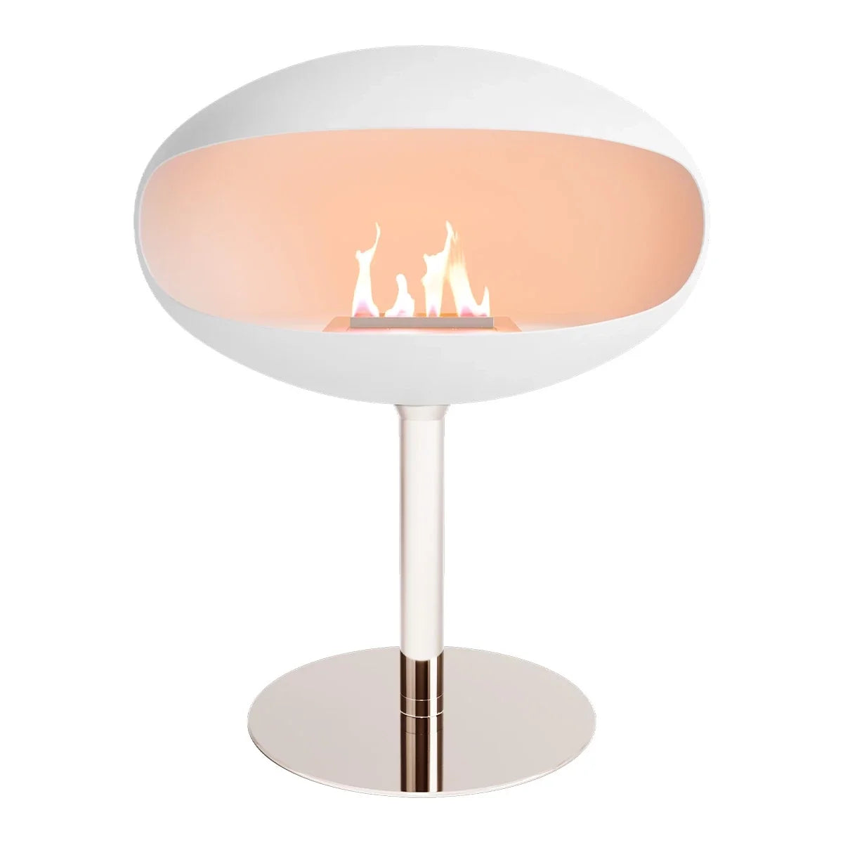 Cocoon Fires Pedestal White Bioethanol Fireplace with Steel Base