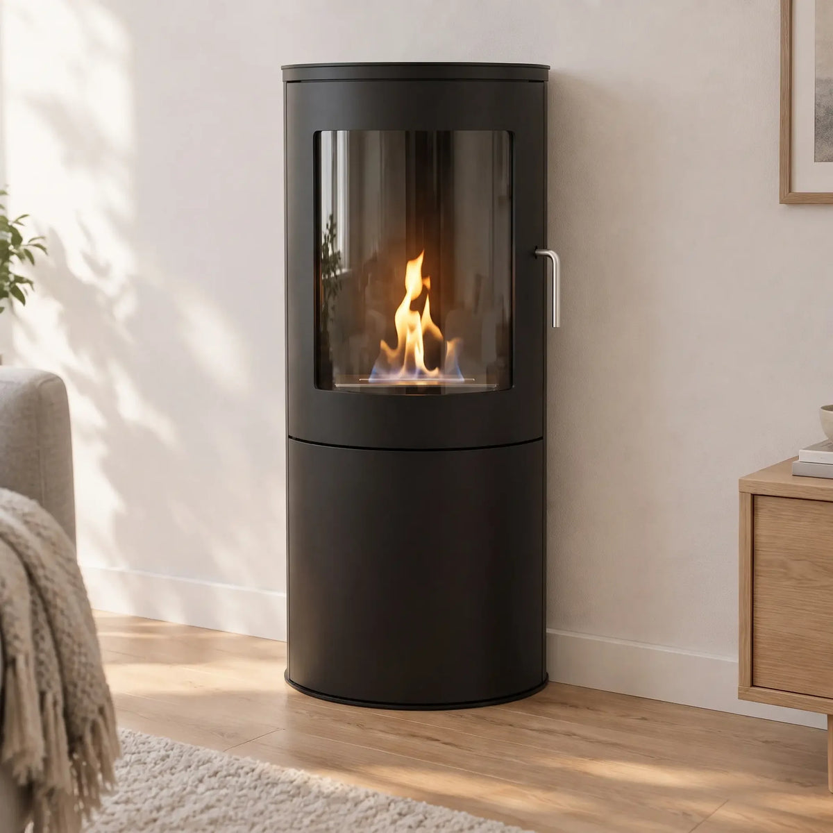 ScandiFlames Richmond Black Bioethanol Fireplace with Flat Back
