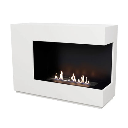 ScandiFlames Seattle White Bioethanol Fireplace with Two Sided Flame View