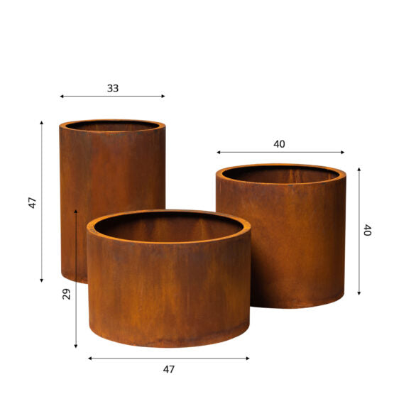 GrillSymbol Little Sisters Corten Steel Planters Set of 3