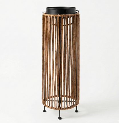 ZOLUNA Luca Grande Light Oak Solar Lantern | Large USB Rechargeable Outdoor Lamp