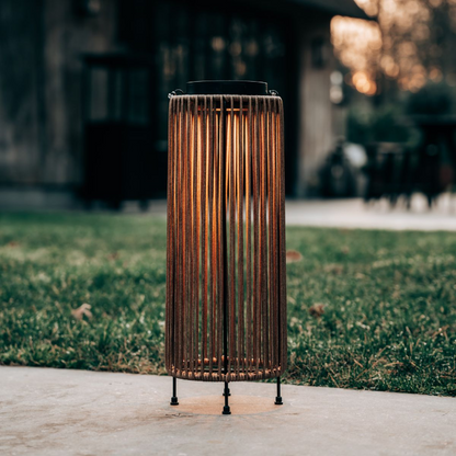 ZOLUNA Luca Grande Light Oak Solar Lantern | Large USB Rechargeable Outdoor Lamp