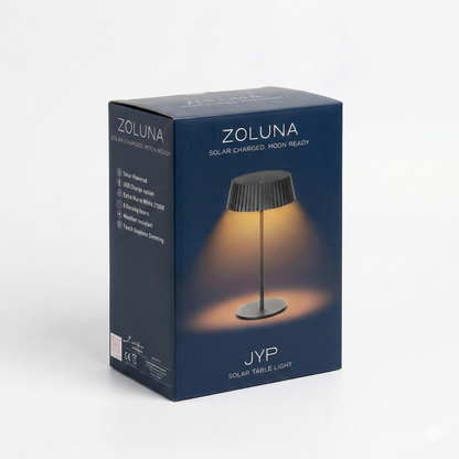 ZOLUNA JYP Black Solar Table Lamp | Heavy Duty Outdoor Lamp with USB Charging