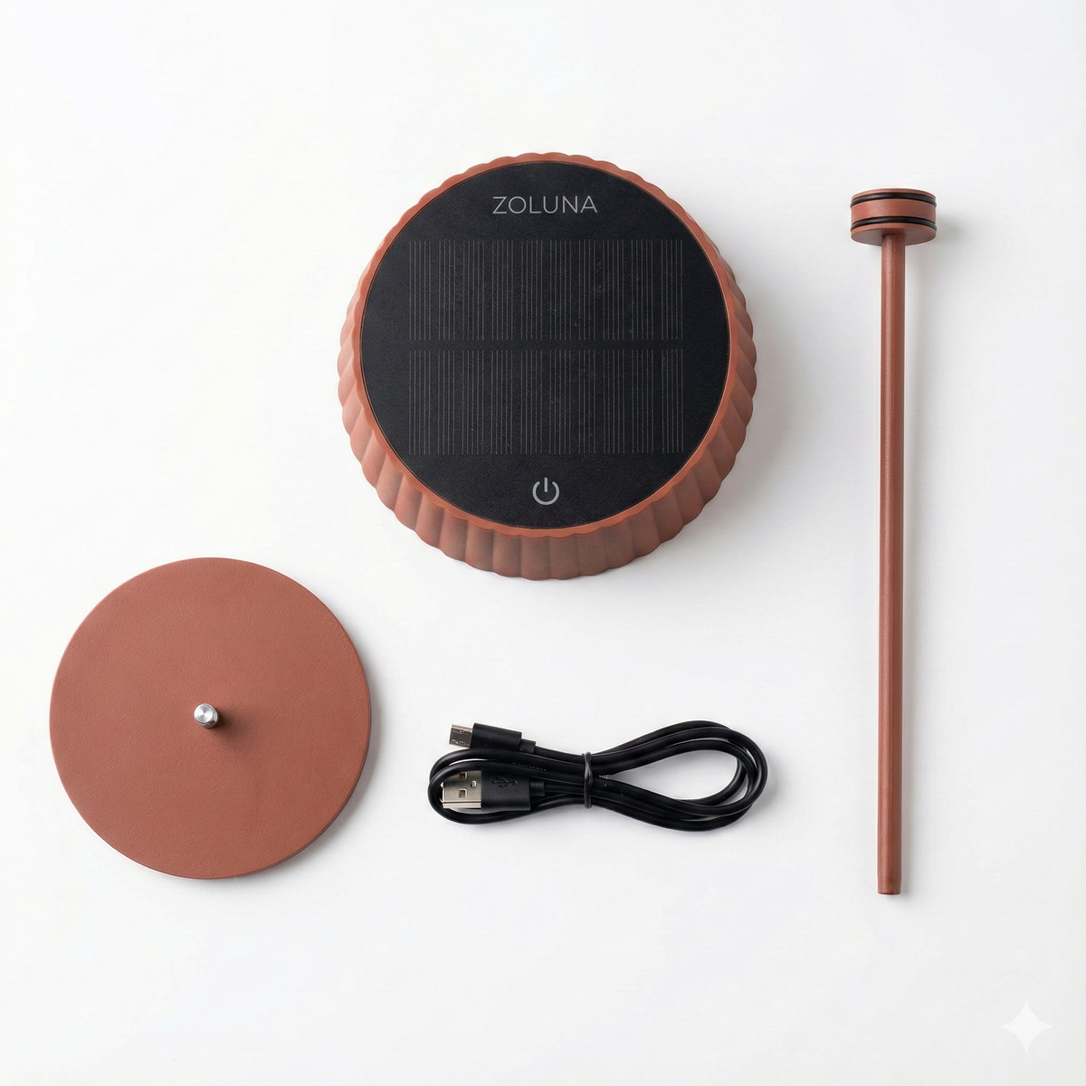 ZOLUNA JYP Rusty Red Solar Table Lamp | Heavy Metal Outdoor Lamp with USB Charging