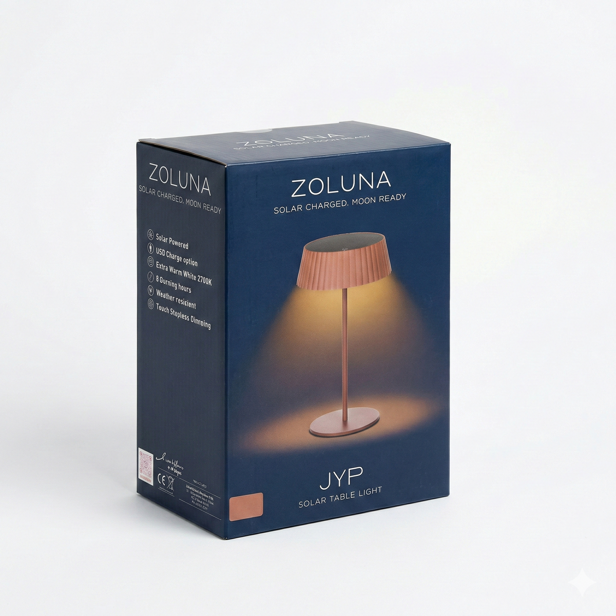 ZOLUNA JYP Rusty Red Solar Table Lamp | Heavy Metal Outdoor Lamp with USB Charging