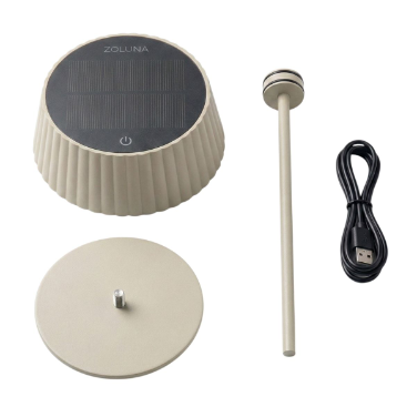 ZOLUNA JYP Solar Table Lamp Sand | Premium Heavy Outdoor Lamp with USB Charging