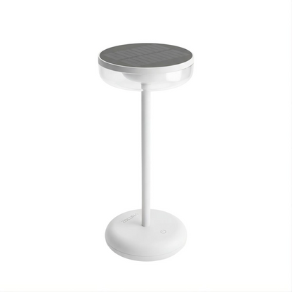 ZOLUNA Bobbie White Solar Table Lamp | Touch Dimmable & USB Rechargeable Light