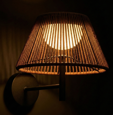 ZOLUNA AYLA Solar Wall Light | Rattan Outdoor Lamp with Remote Control