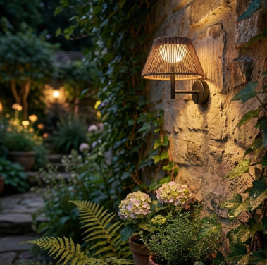 ZOLUNA AYLA Solar Wall Light | Rattan Outdoor Lamp with Remote Control