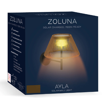 ZOLUNA AYLA Solar Wall Light | Rattan Outdoor Lamp with Remote Control