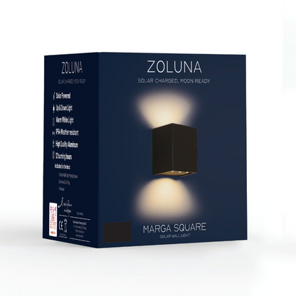 ZOLUNA Marga Square Solar Wall Lamp | Premium Aluminium Up & Down Light