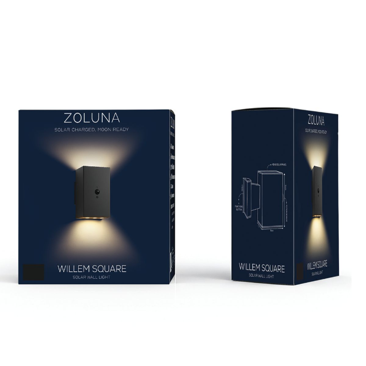 ZOLUNA Willem Square Solar Wall Light | Motion Sensor Up Down Outdoor Light