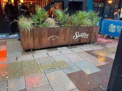 Custom Branded Corten Steel Café Barrier Planter 