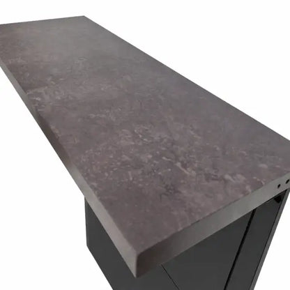 GRLLR Adjustable Outdoor Kitchen Back Bar Wall with Stone Effect Worktop