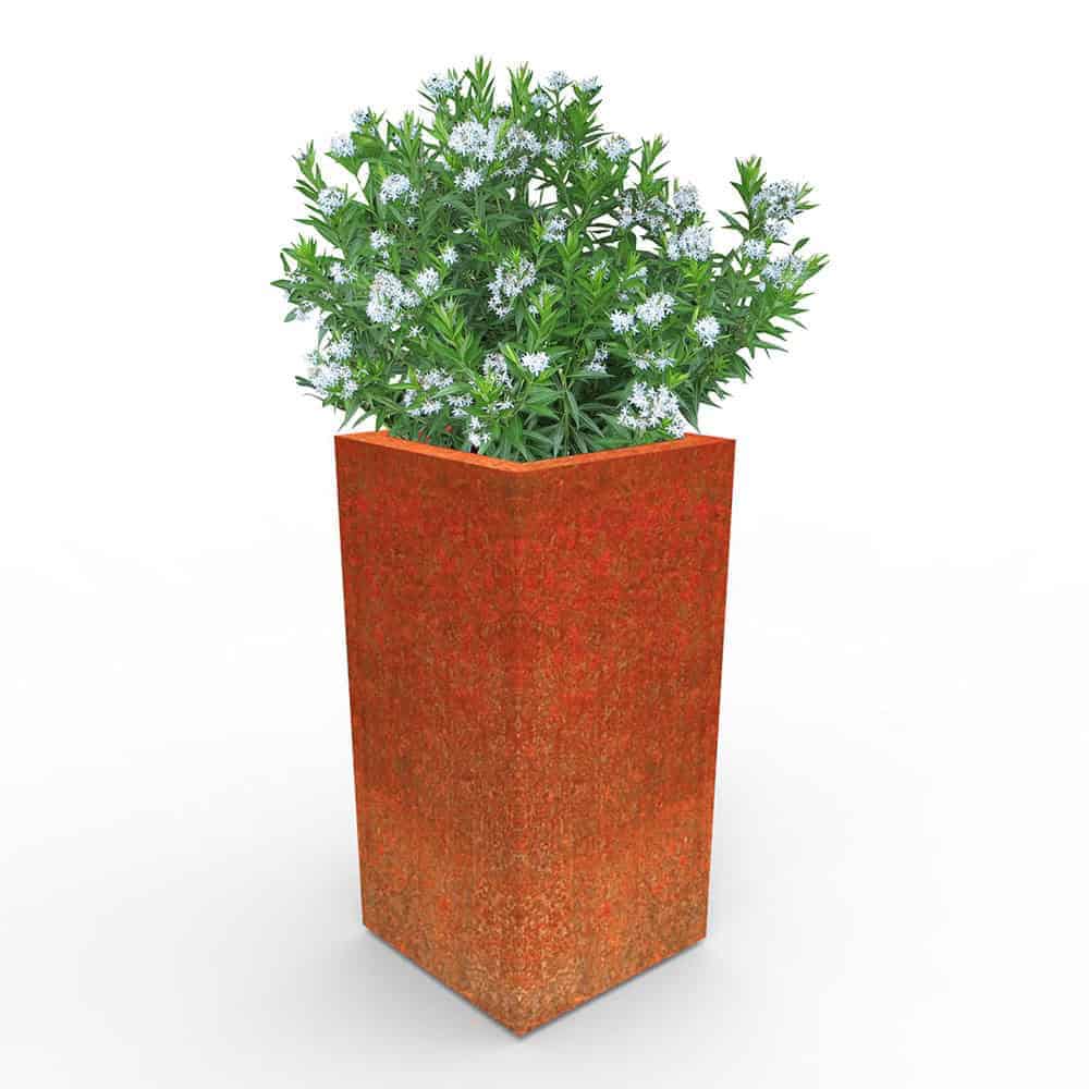Tatton Column Planter Rustic Patina Steel Outdoor Garden Planter