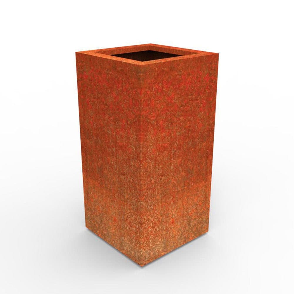 Tatton Column Planter Rustic Patina Steel Outdoor Garden Planter