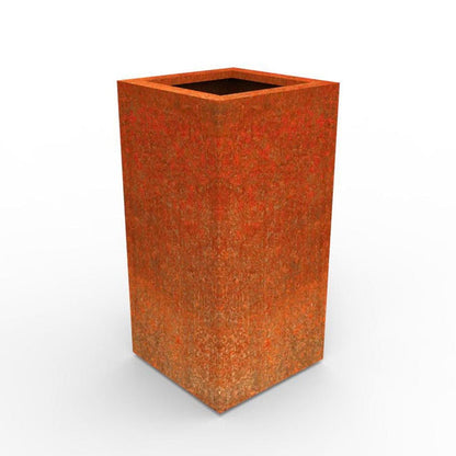 Tatton Column Planter Rustic Patina Steel Outdoor Garden Planter