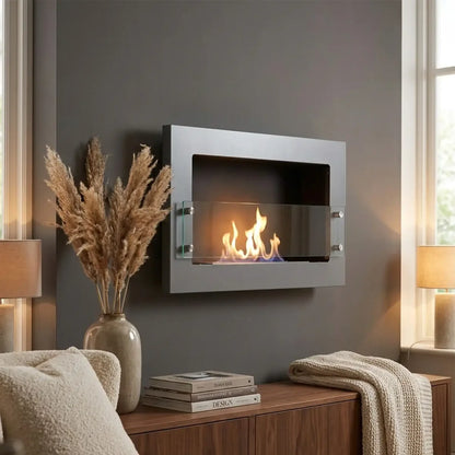 ScandiFlames Texas Steel Wall Mounted Bioethanol Fireplace