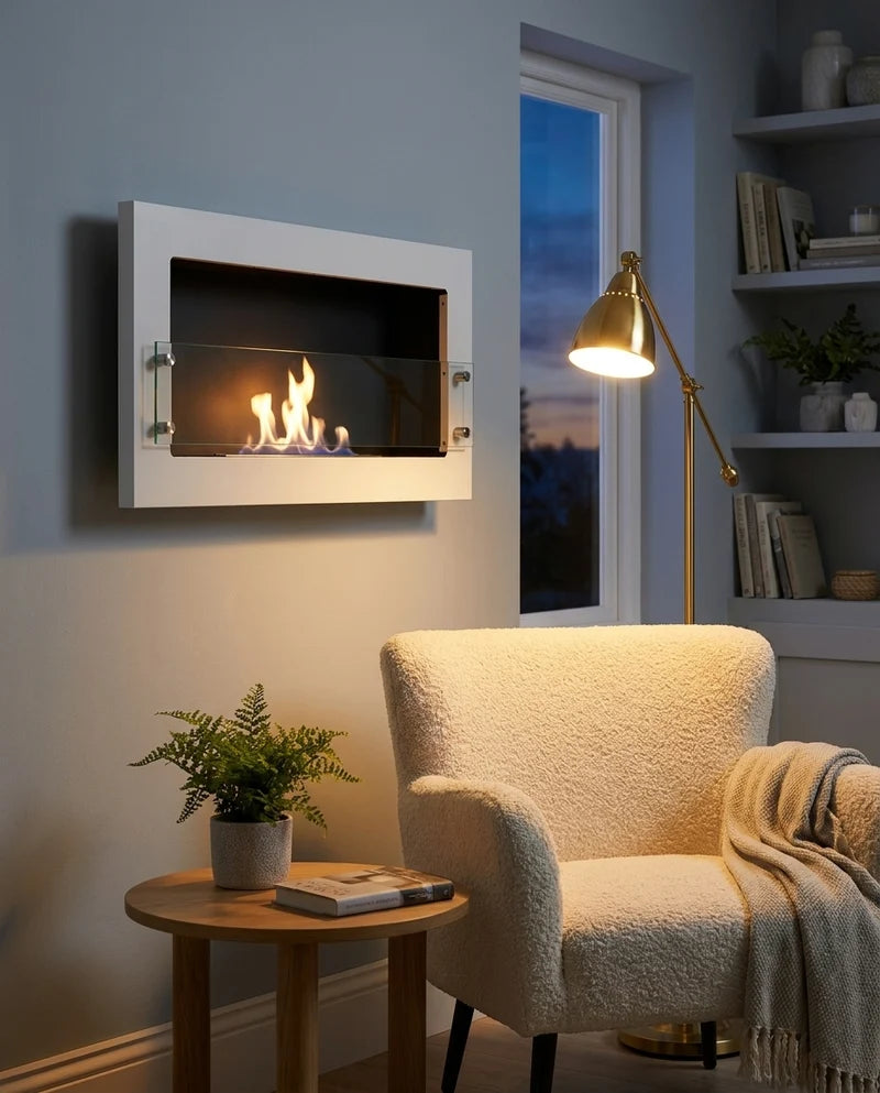 ScandiFlames Texas White Wall Mounted Bioethanol Fireplace