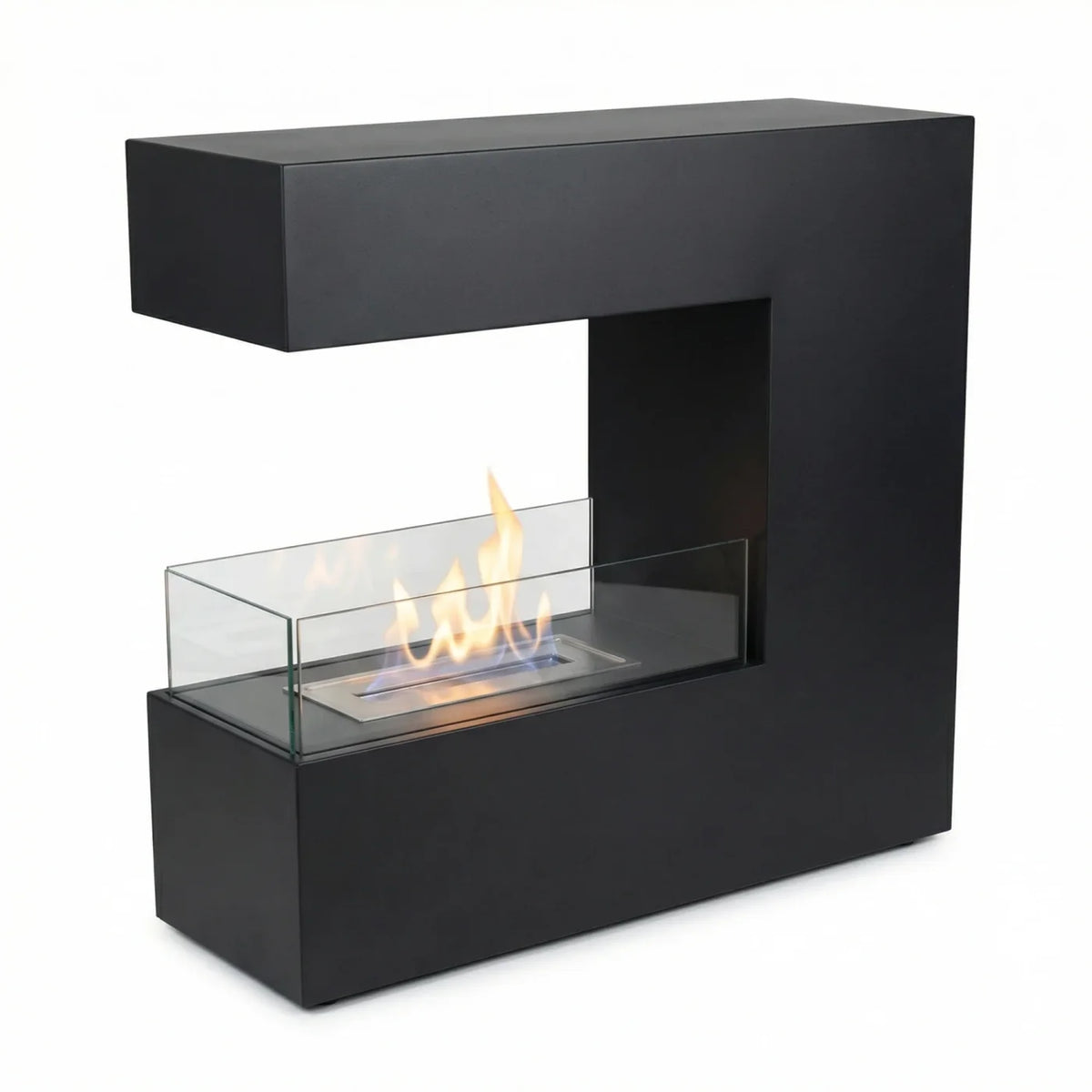 ScandiFlames Topeka Black Three Sided Bioethanol Fireplace
