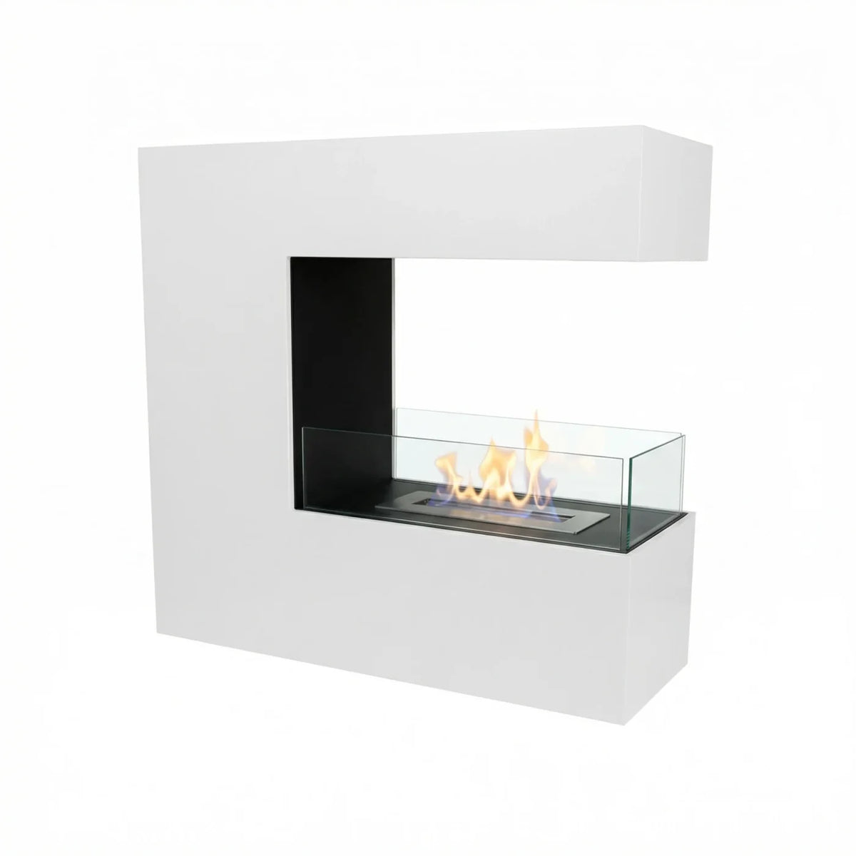 ScandiFlames Topeka White Bioethanol Fireplace with Safety Glass