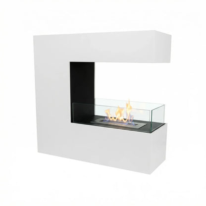 ScandiFlames Topeka White Bioethanol Fireplace with Safety Glass