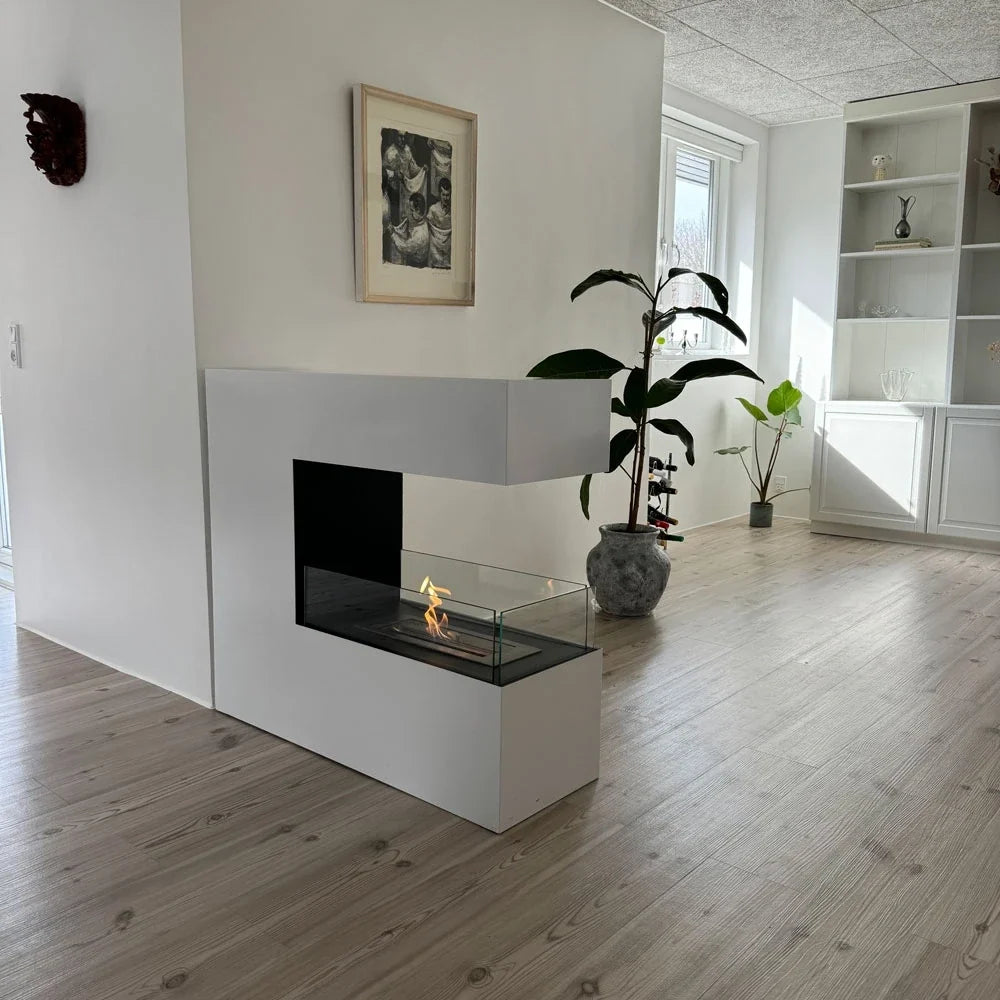 ScandiFlames Topeka White Bioethanol Fireplace with Safety Glass