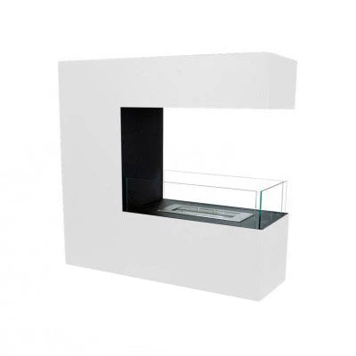 ScandiFlames Topeka White Bioethanol Fireplace with Safety Glass