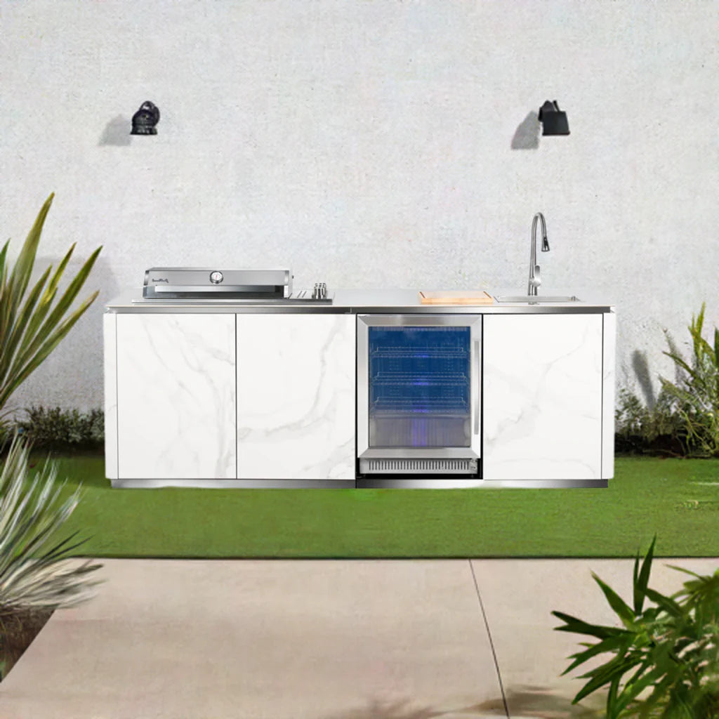 Buschbeck Derby Outdoor Kitchen – White Marbled Ceramic Finish 2.6M