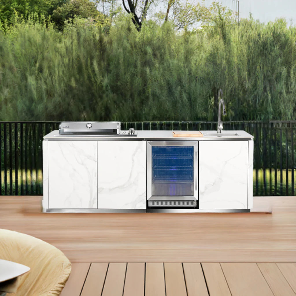 Buschbeck Derby Outdoor Kitchen – White Marbled Ceramic Finish 2.6M