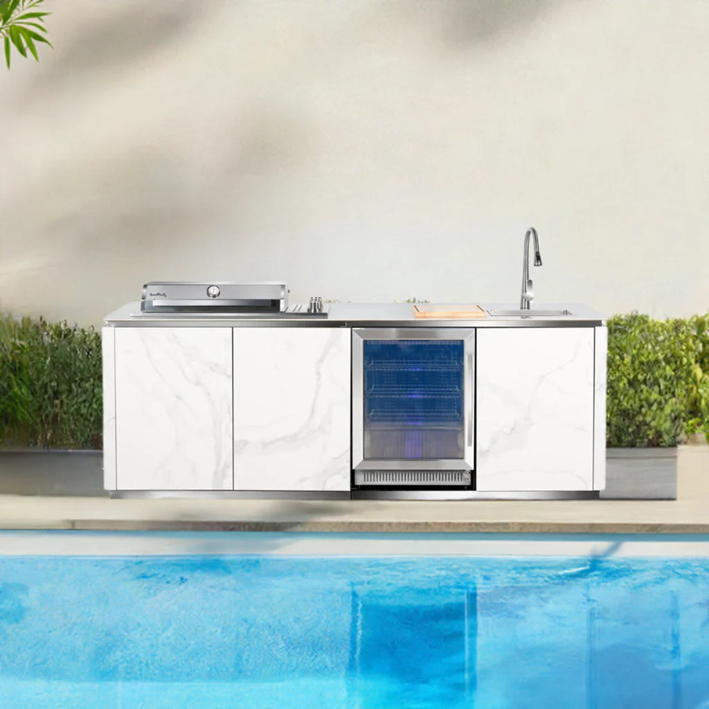 Buschbeck Derby Outdoor Kitchen – White Marbled Ceramic Finish 2.6M