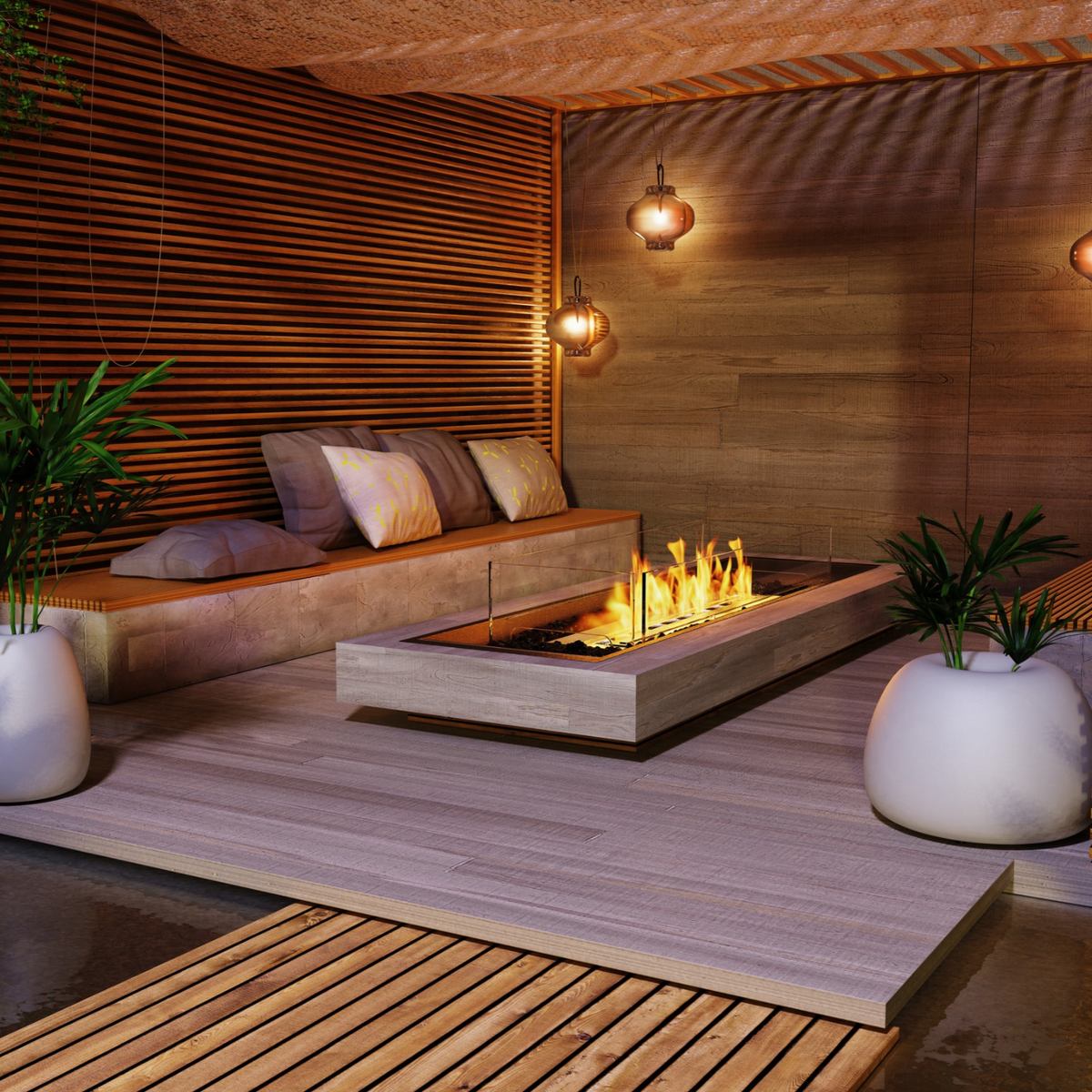 EcoSmart Linear 65 Fire Pit Kit with Elegant Linear Flame