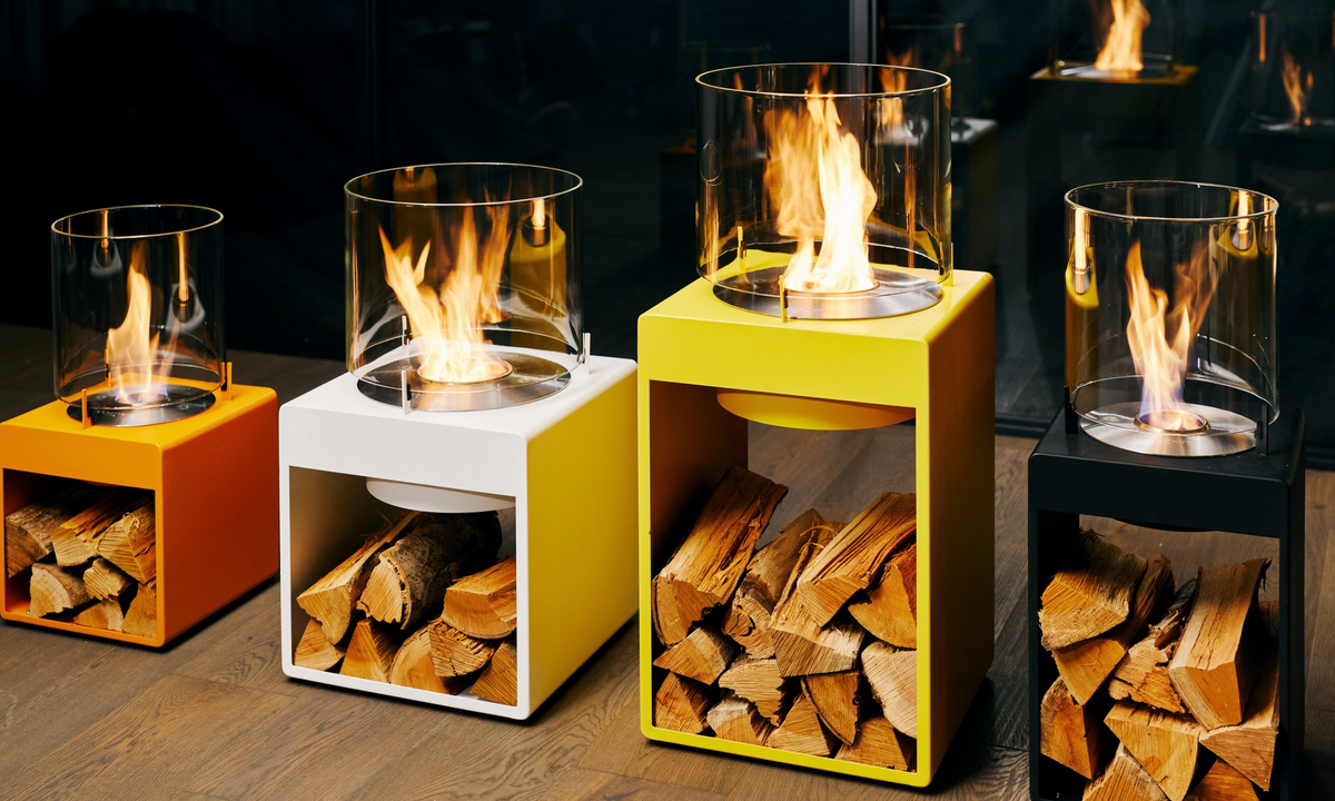 EcoSmart Fire Pop 8T Tall Bioethanol Fireplace for Indoor and Outdoor Spaces