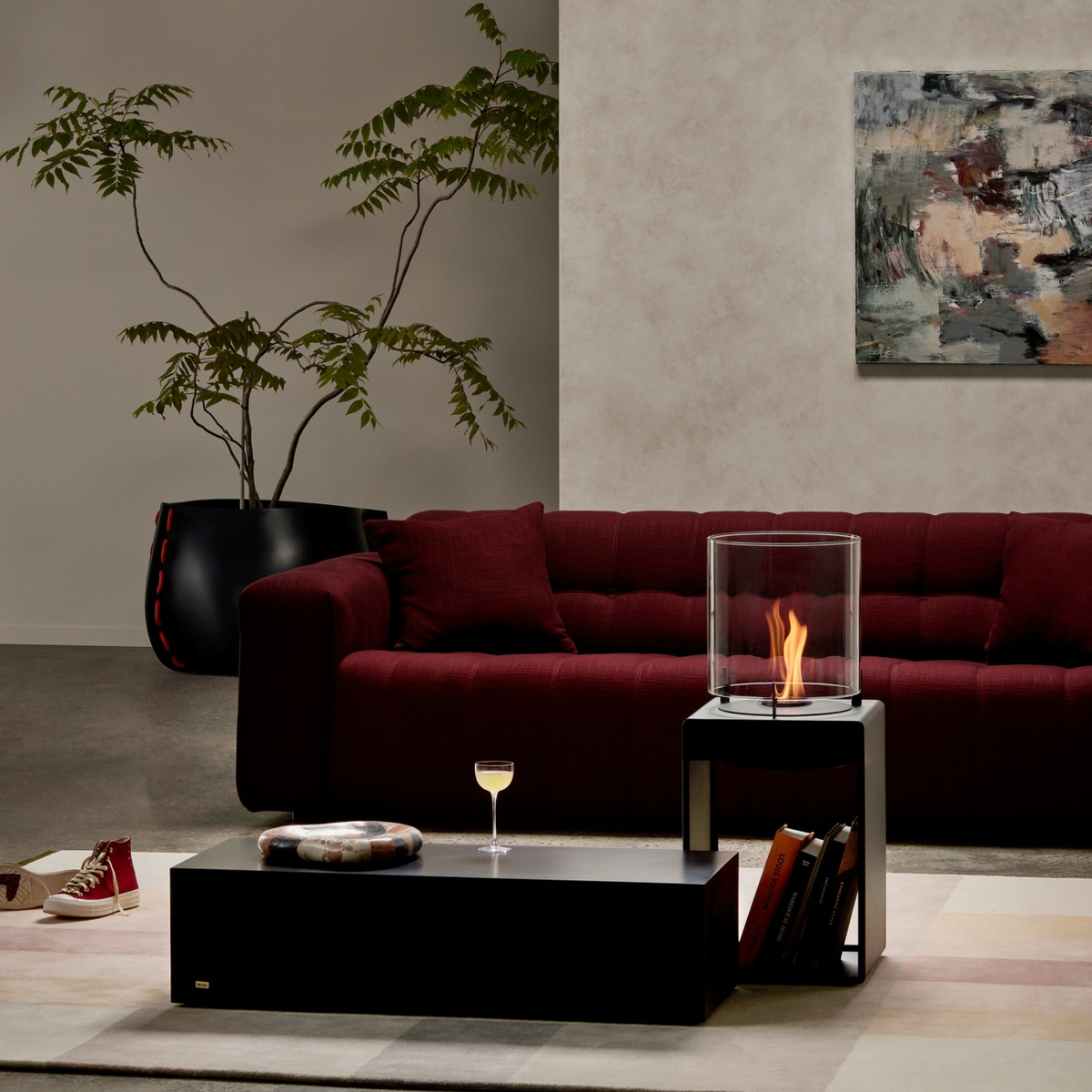 EcoSmart Fire Pop 8T Tall Bioethanol Fireplace for Indoor and Outdoor Spaces