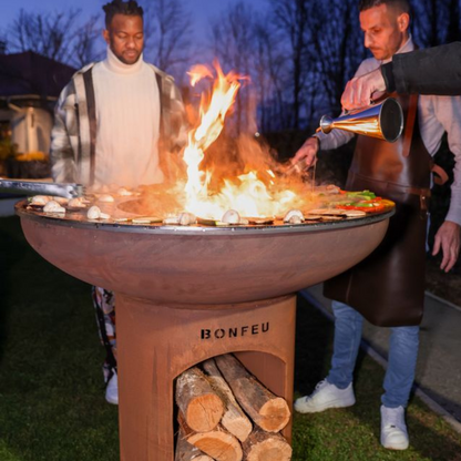 BonFeu, BonBiza XL, Fire Bowl & BBQ Plancha, Open Design, Rusty Brown