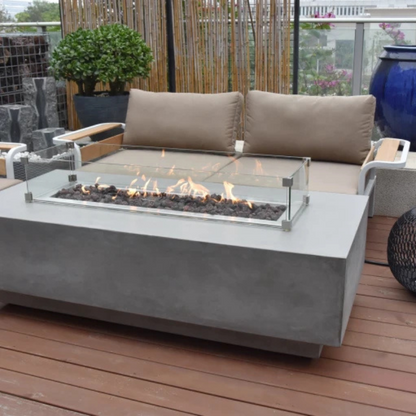 Elementi Granville Light Grey Fire Table | Modern Outdoor Gas Heater