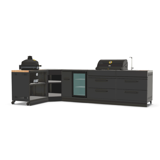 GRLLR Connect Outdoor L Shaped Kitchen, Sink, 5 Burner Stove, Fridge and Kamado Grill