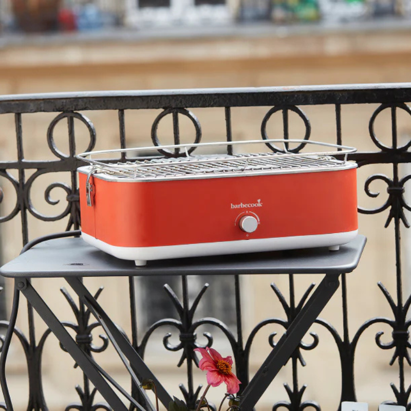 E-Carlo Barbecook Red  Compact Electric BBQ for Balcony & Travel