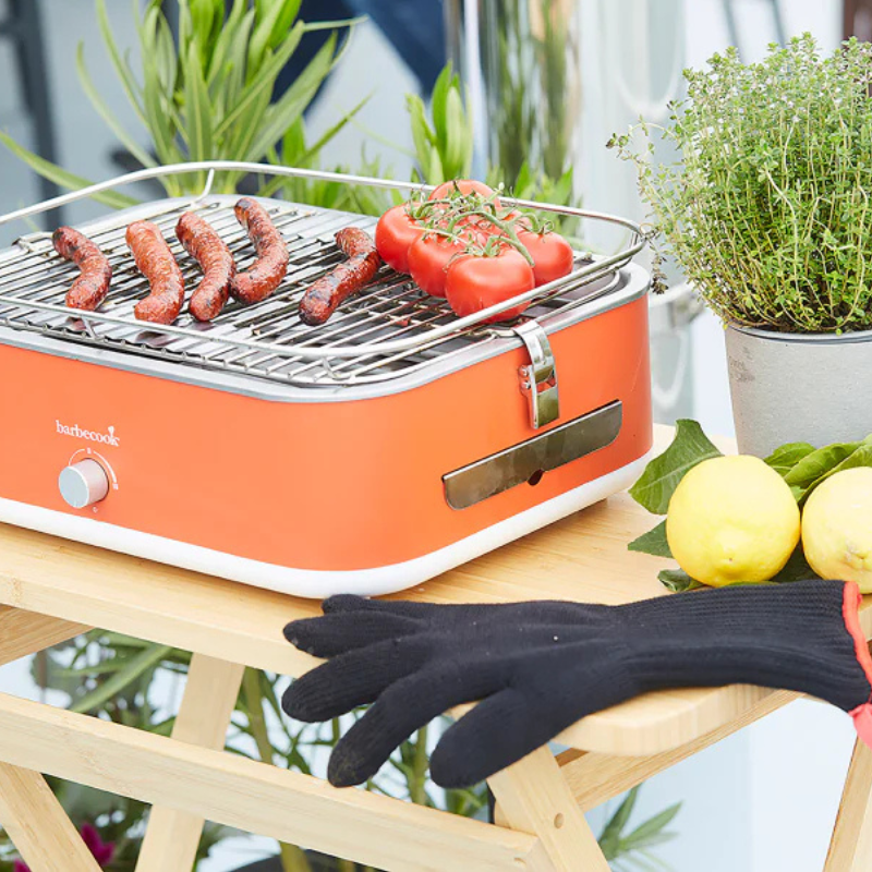 E-Carlo Barbecook Red  Compact Electric BBQ for Balcony & Travel
